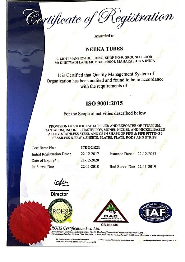 ISO Certificate 001
